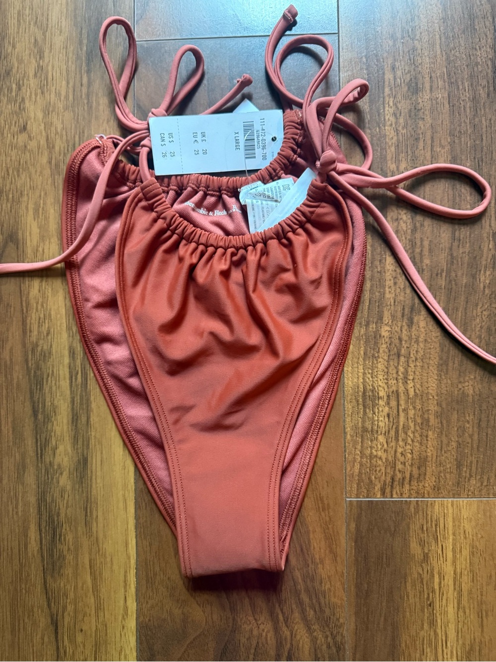 🆕 Abercrombie & Fitch Side Tie String High Leg Cheeky Bikini Bottoms / XL / NWT!